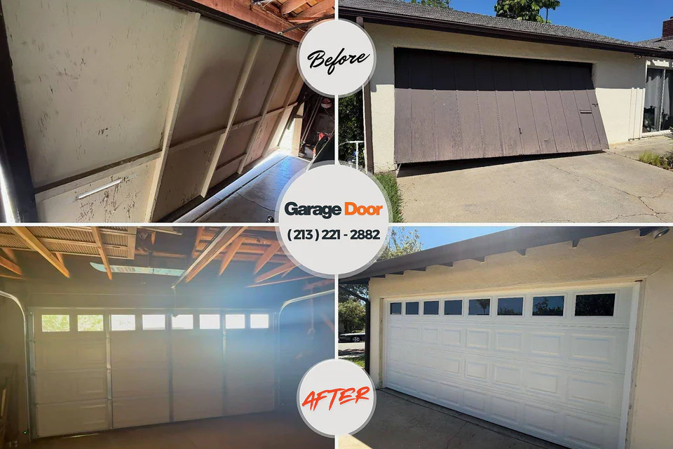 Before and after: garage door repair Palmyra, IN